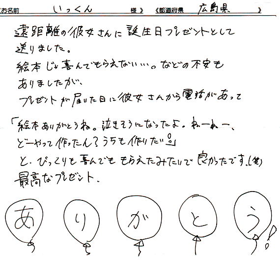 彼女への誕生日プレゼントとしてご利用いただいたお客様からの感想 彼氏 彼女 家族 友達へのサプライズプレゼント ブログ